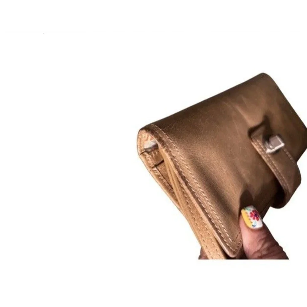 Hobo International Tan Leather Wristlet Wrist Bag Purse Wallet